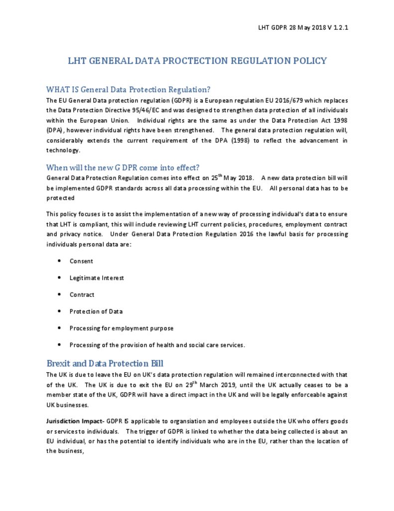 thumbnail of LHT GDPR POLICY 28 May 2018 V 1.2.1